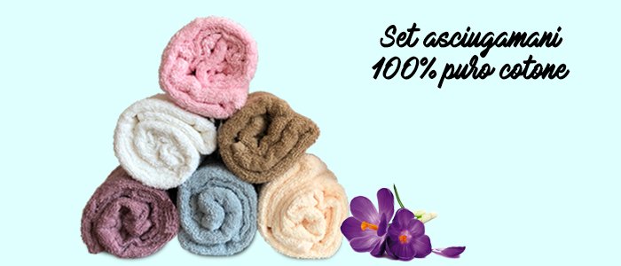 Set asciugamani 100% puro cotone