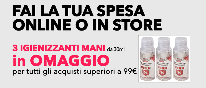 3 IGIENIZZANTI MANI per tutti gli acquisti superiori a €99