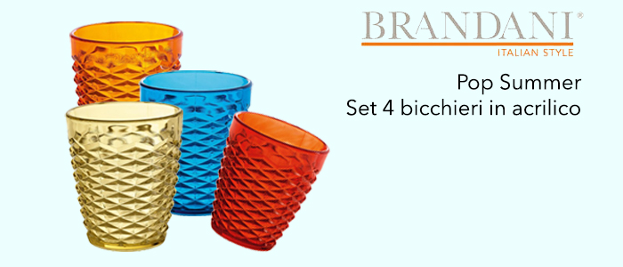 Brandani Pop Summer: Set 4 Bicchieri in Acrilico - Buy&Benefit