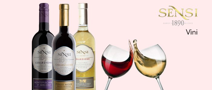 Vini Sensi: Pinot, Vermentino, Nero d'Avola, Montepulciano e Primitivo