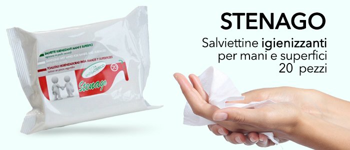 Stenago: Pack Salviettine Igienizzanti Mani e Superfici