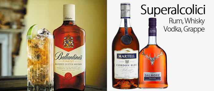 Superalcolici: rum, whisky, vodka e grappe