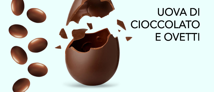 Uova di Pasqua e ovetti di cioccolato