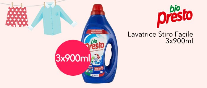 Biopresto Lavatrice Stiro Facile 3x900ml