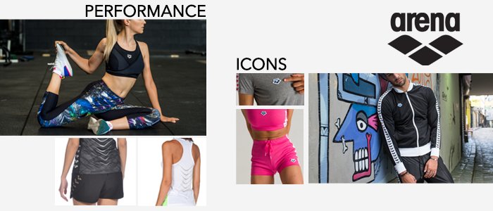 Arena Icon e Performance: abbigliamento sportivo uomo/donna
