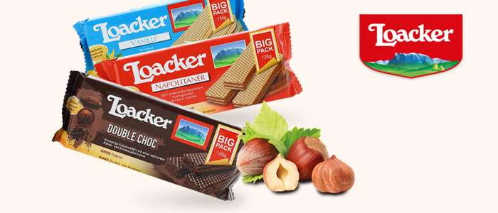 Loacker: Wafer Double Choc, Vaniglia, Nocciola, Cacao&Milk