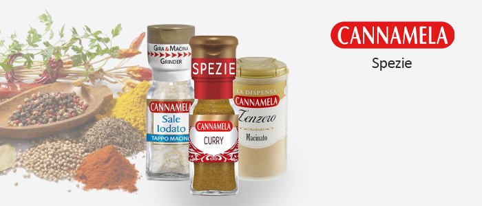 Cannamela Spezie: Curry, Sale Iodato, Pepe e Zenzero